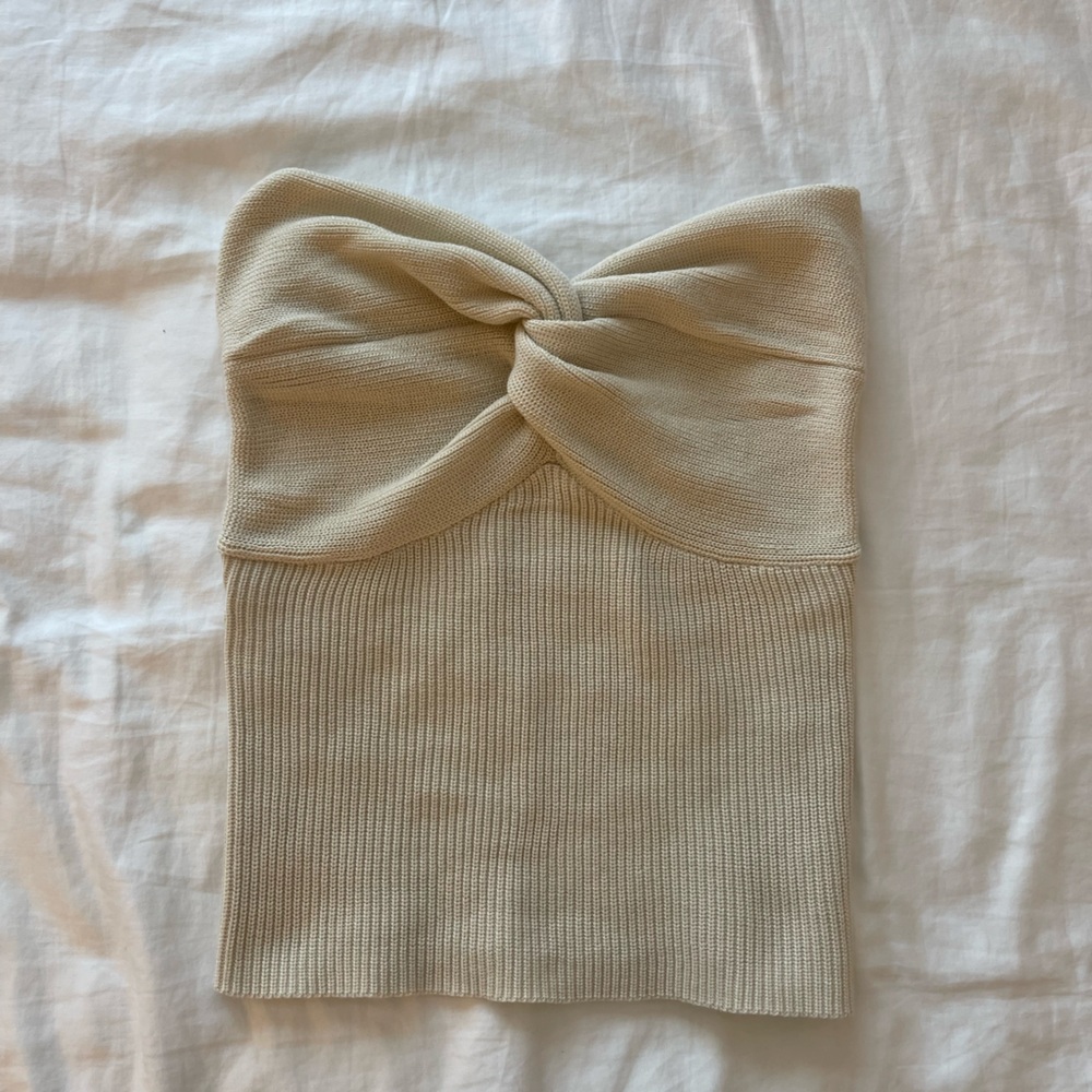 beige knit tube top
